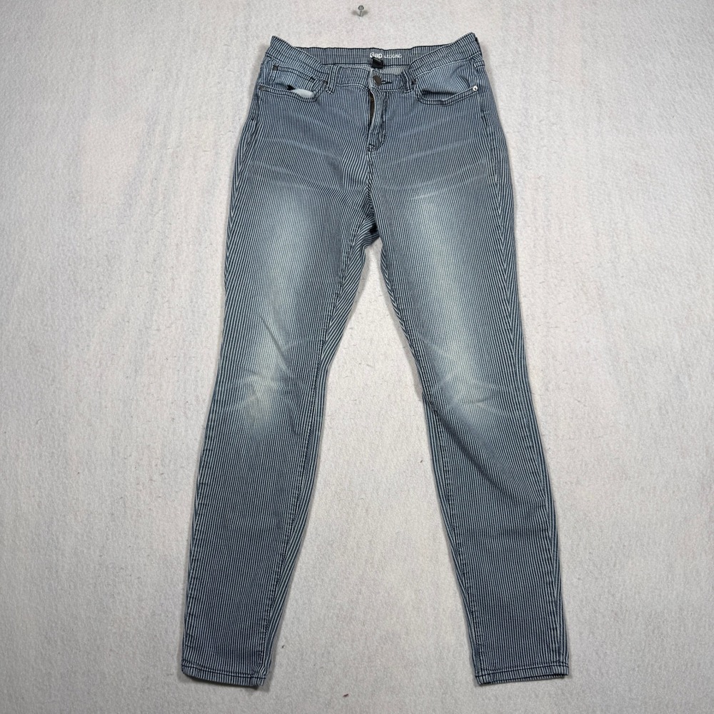 Gap Legging Jeans Womens 6/28R Blue White Pinstripe High Rise Skinny Denim